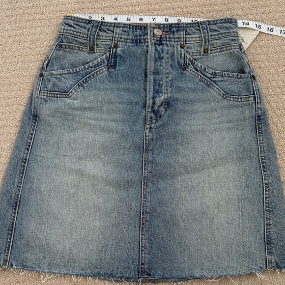 We The Free Blue Denim A-Line Skirt